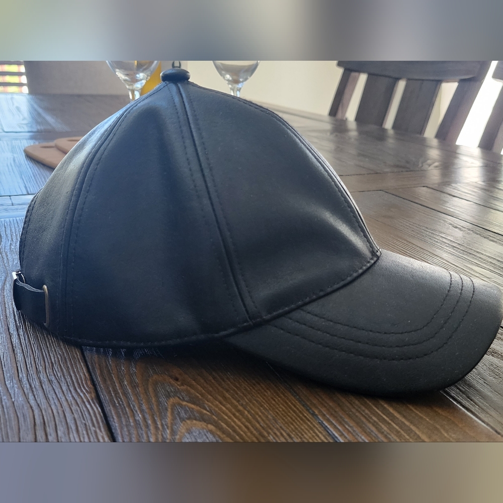 Faux-Leather Adjustable Baseball Hat